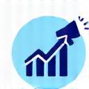 Marketing and promotion tools icon - graph ascending with a megaphone